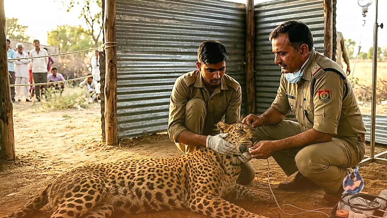 Dehydrated Panther Rescued Near Bhilwara Village Farmland Receives Medical Care After Heat Induced Collapse