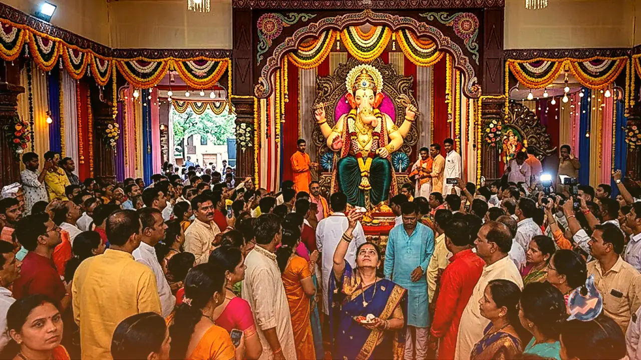 Bhilwara Welcomes 13.5-Foot 'FCI Cha Raja' as Maharashtrian-Themed Pandal Draws Huge Crowds