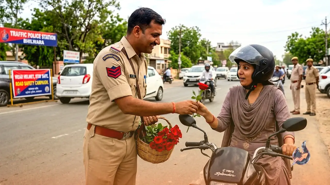 Rajasthan Police Are Handing Out Roses Instead of Fines to Push Road Safety in Bhilwara