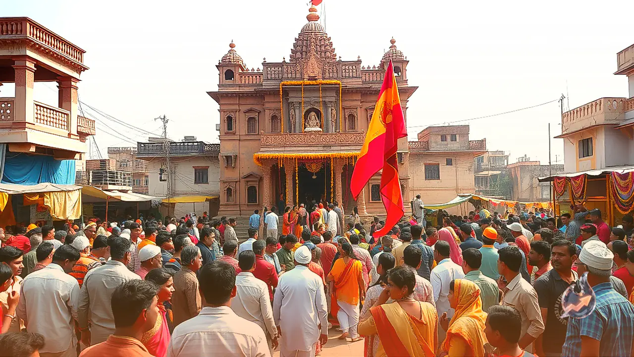 Bhilwara's 200-Year-Old Chauth Mateshwari Temple Celebrates Annual Navratri Fair with 30-Foot Flag Ritual