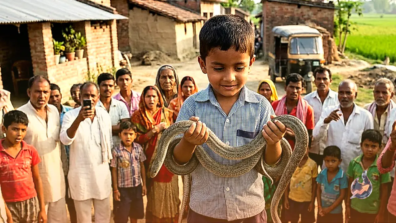बिहार के गोपालगंज में पांच साल के रिजवान ने दो विशालकाय धामिन सांपों संग खेलकर सबको चौंकाया