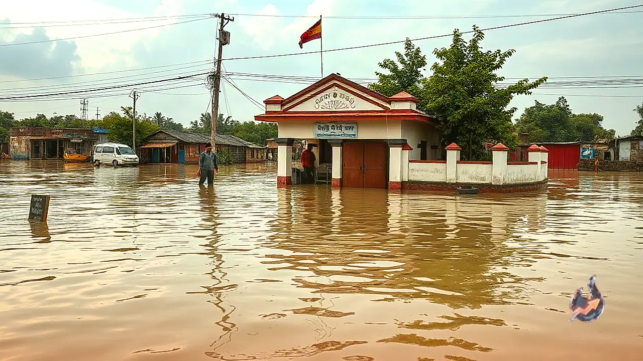 Gandak River In Spate Swamps Muzaffarpur Police Station As Floodwaters Rise In Bihar