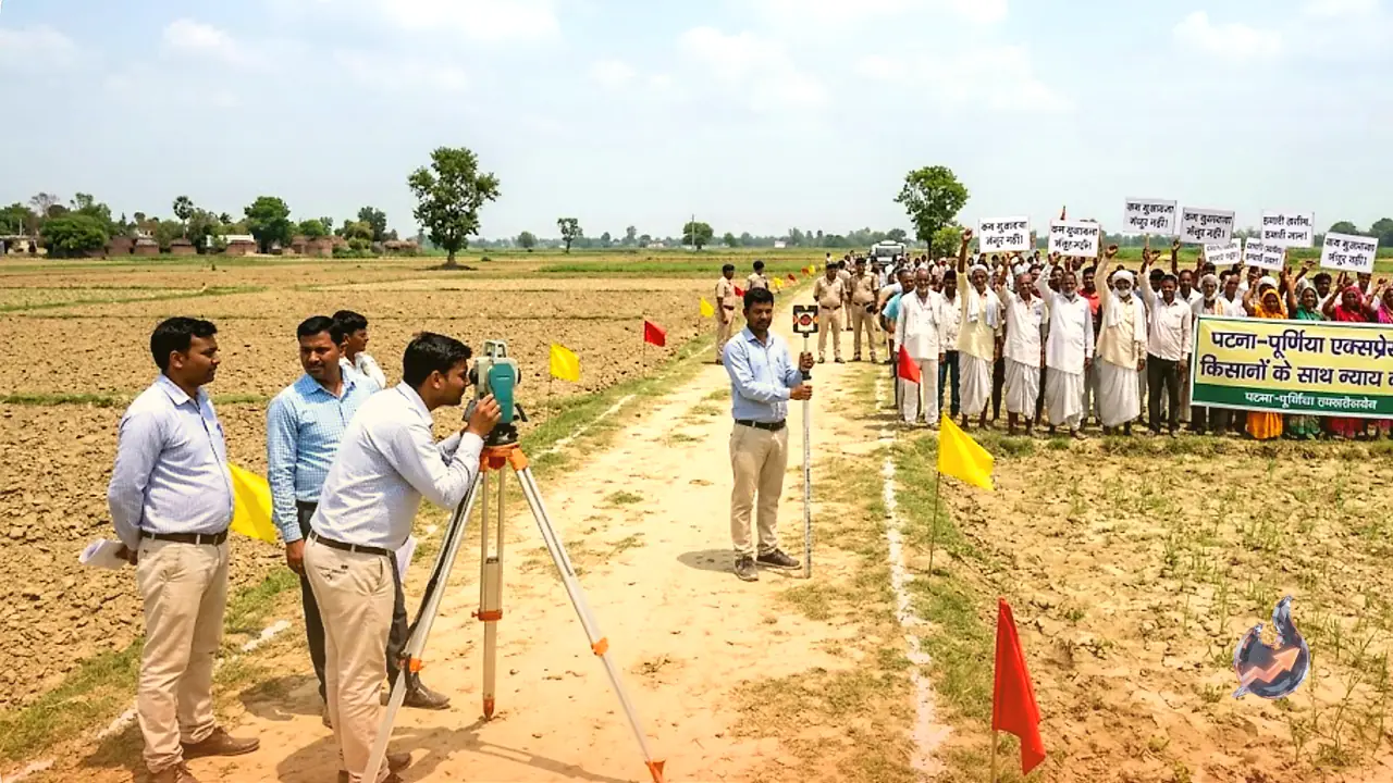 Land Acquisition Surveys Gain Speed on Bihar First Access Controlled Expressway Amid Mounting Farmer Protests Over Low Compensation