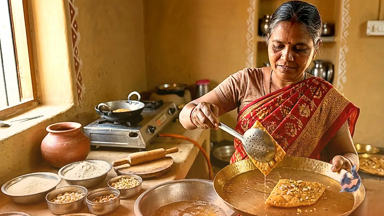 How to Make Chhattisgarhi Paag Khurmi Roti with Dry Fruits and Sugar Syrup
