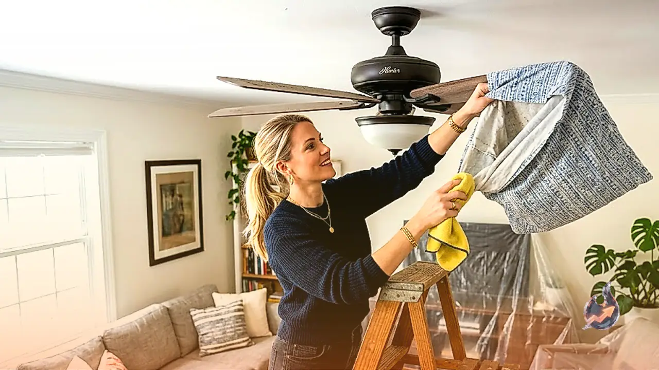 How to Clean Ceiling Fan Blades Without Mess Using an Old Pillowcase