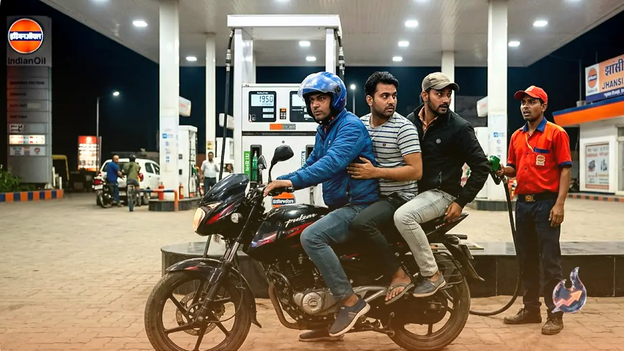 Three Men Vanish Without Paying After Filling Fuel at a Jhansi Petrol Pump, CCTV Captures It All