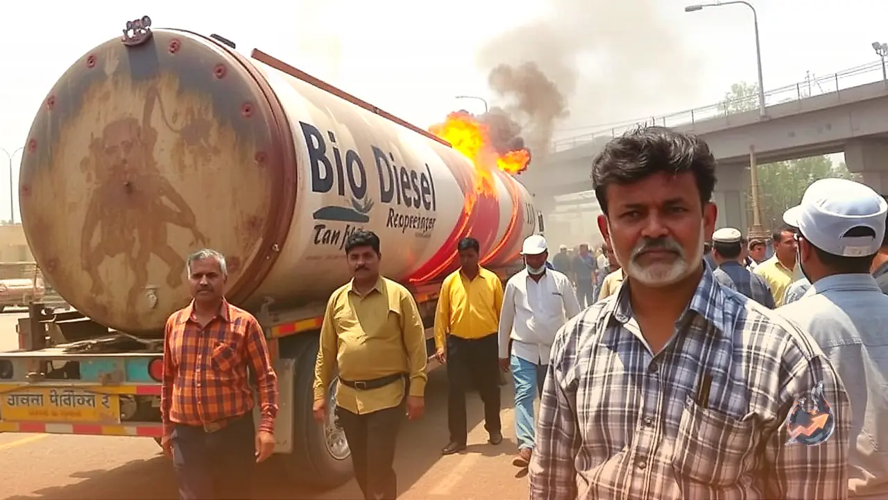 Bio-diesel tanker catches fire near Amritsar-Jamnagar expressway in Bikaner