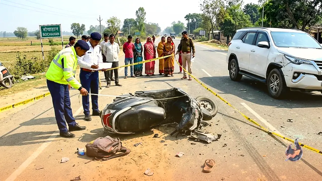 Speeding SUV with political flag kills two friends on scooter near Muzaffarpur, driver escapes