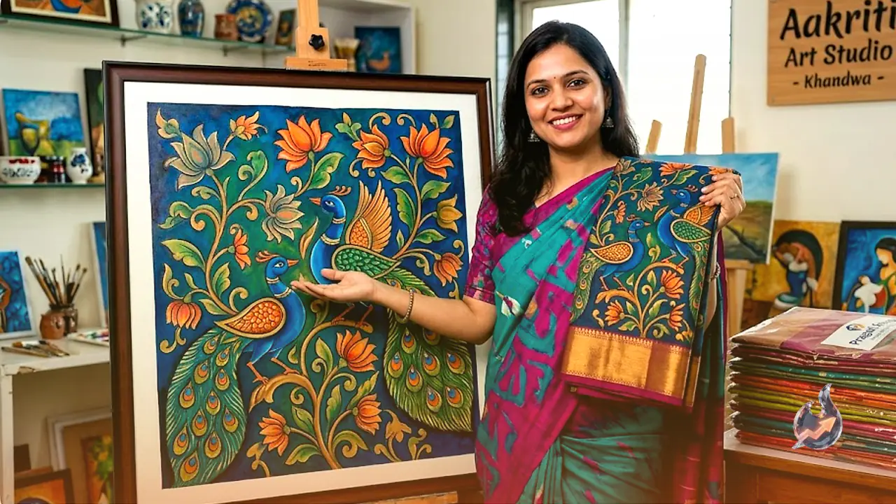How Aakriti Atre from Khandwa Turned Her Paintings into Saree Designs Now Selling Across India