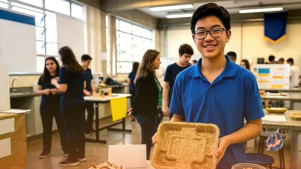 Brazilian 14 Year Old Student Crafts Eco Friendly Tray From Cassava Peels and Araucaria Tree Debris to Replace Styrofoam
