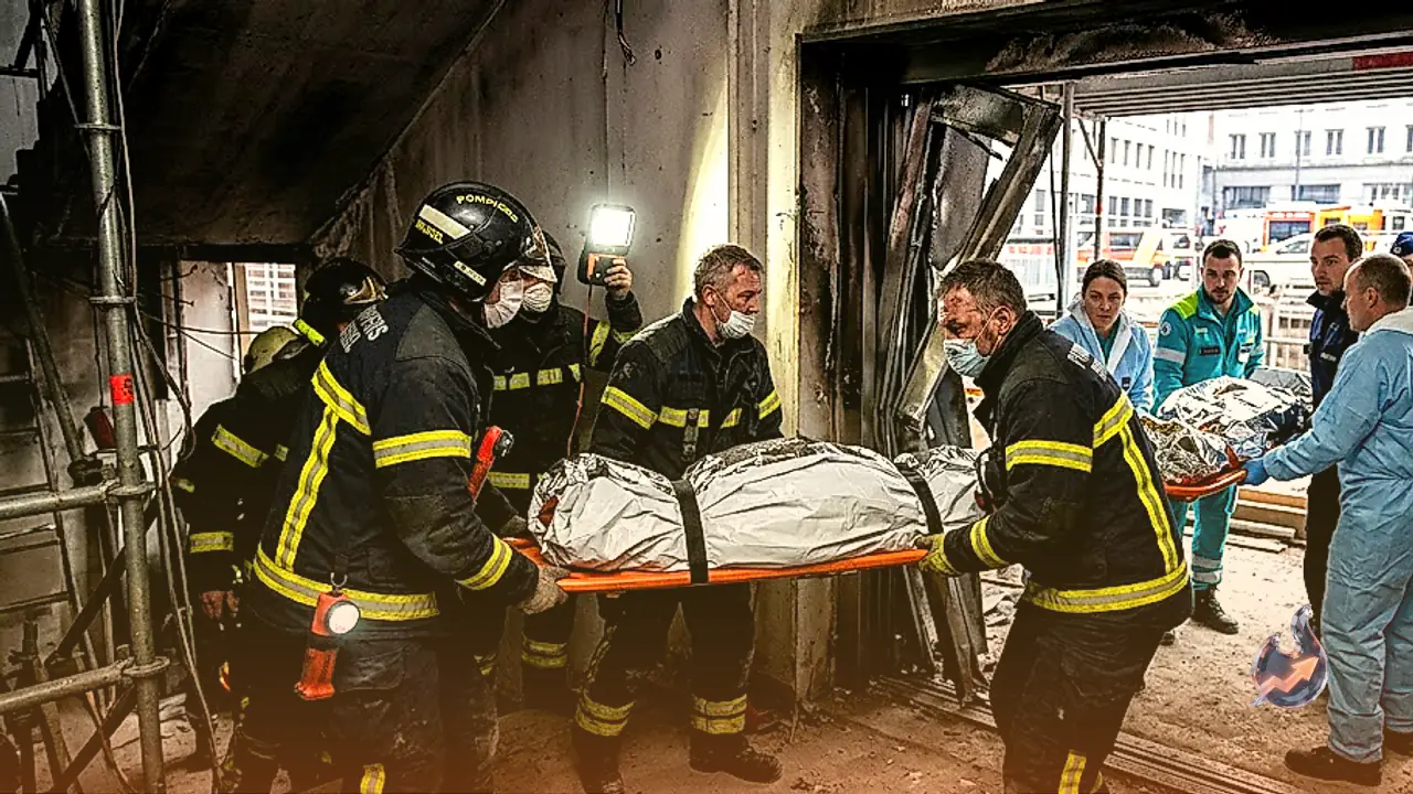 Rescue Teams Pull Multiple Bodies From A Stuck Lift After Brussels Tower Fire
