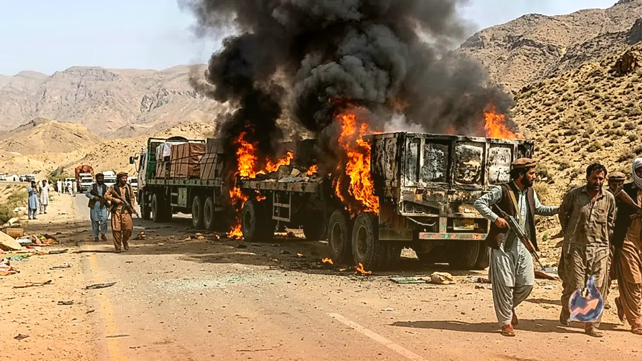 Cargo Convoy Heading to Gwadar Ambushed in Turbat, Two Trailers Torched and Driver Abducted