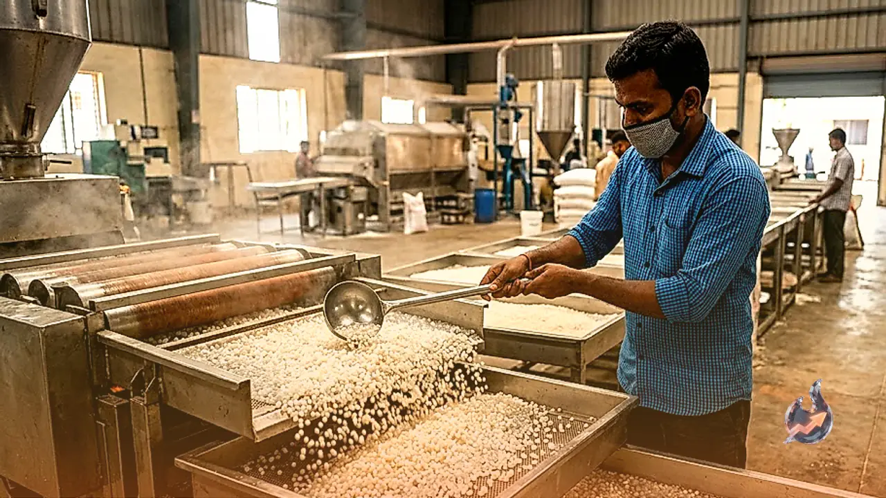 From Cassava Roots to Shiny Pearls: Inside the Factory Process of Sabudana Production in Tamil Nadu