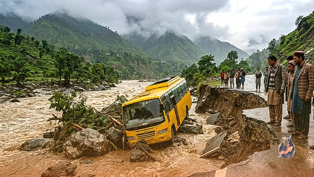 Road washes away into river in Chamba as bus gets stranded in Himachal Pradesh flood surge