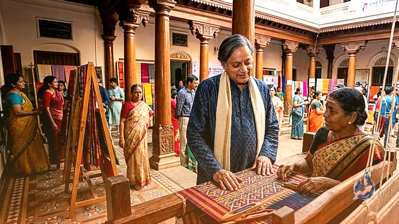 Shashi Tharoor Explores South Indian Architecture and Textile Heritage at Chettinad Literature Festival