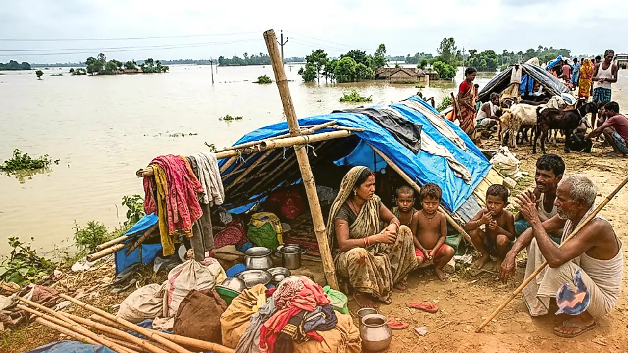 Chhapra Flood Aftermath: Trapped Waters Force Villagers onto Highway Bunds Amid Threat of Venomous Reptiles