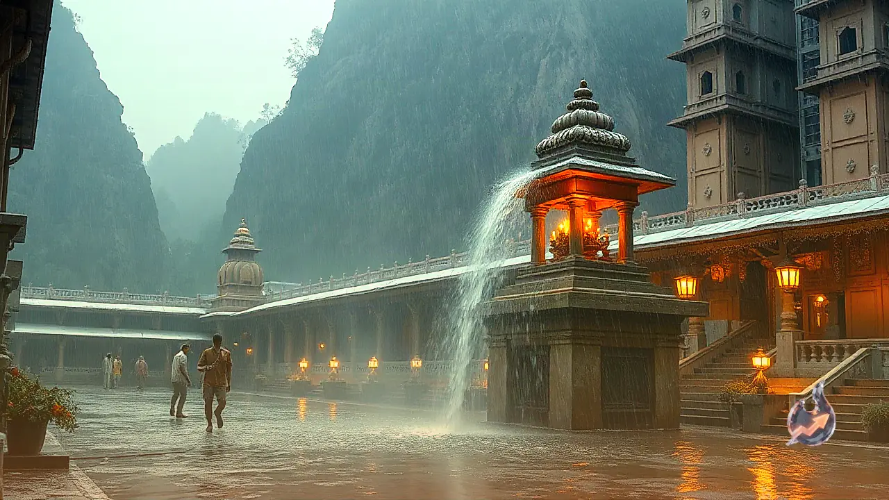 Torrential Rain Triggers Natural Waterfall Over Sacred Shivling at Jatashankar Temple in Chhatarpur