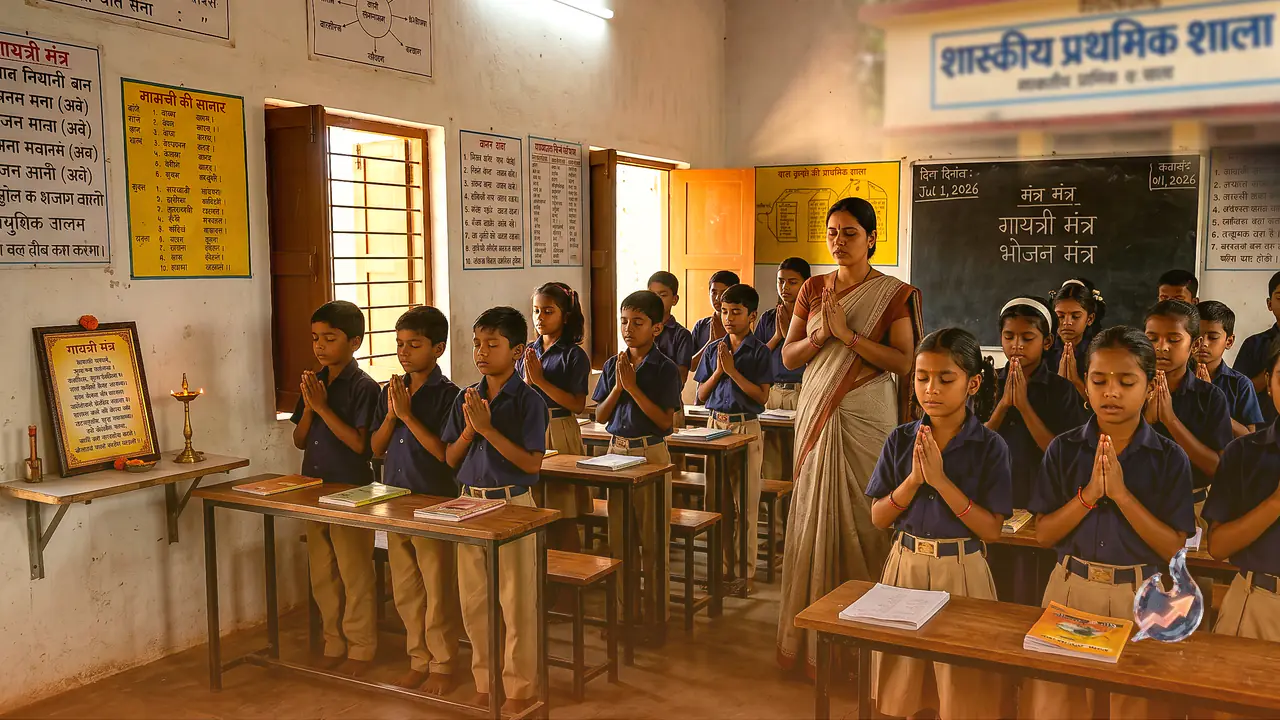 Chhattisgarh Makes Gayatri Mantra and Bhojan Mantra Daily Rituals in Schools From 2026-27, Congress Cries Foul