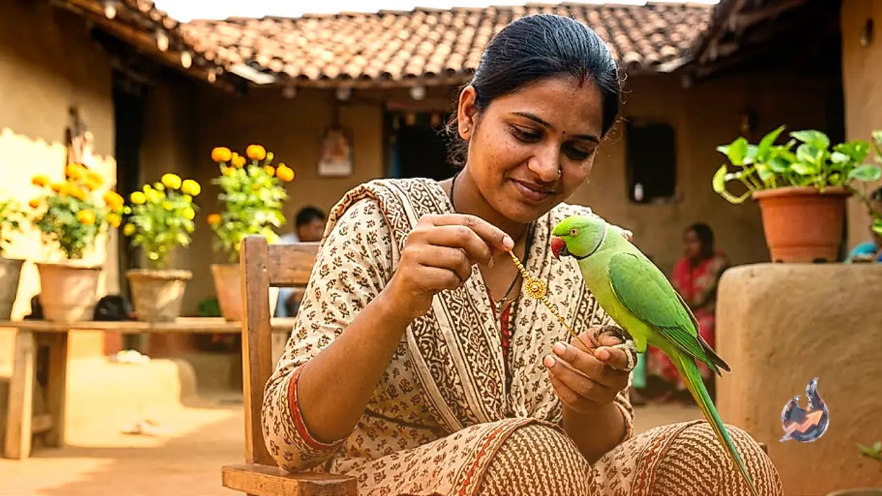 In Chhattisgarh's Ambikapur Swapna Prepares Gold Rakhi for Her Beloved Pet Parrot Hiransh After 6 Years of Tradition