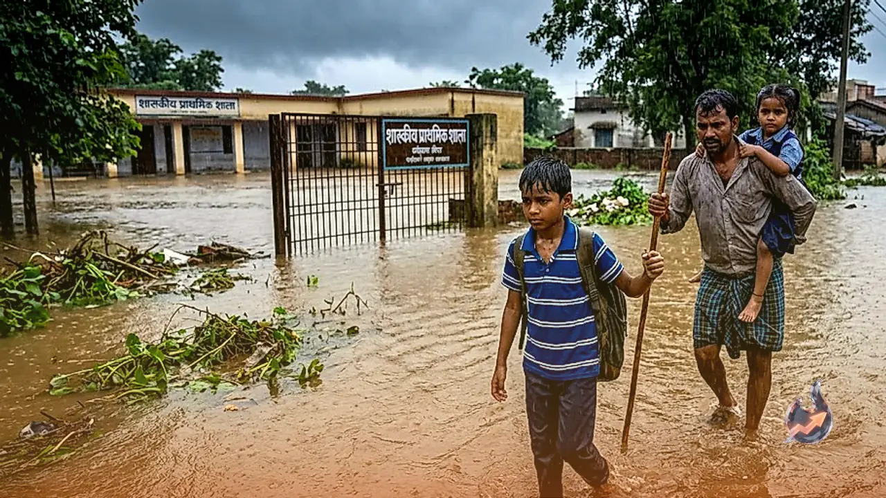 छत्तीसगढ़ में भारी बारिश से बाढ़ जैसे हालात, उफने तांदुला और गंगरेल बांध, स्कूल बंद