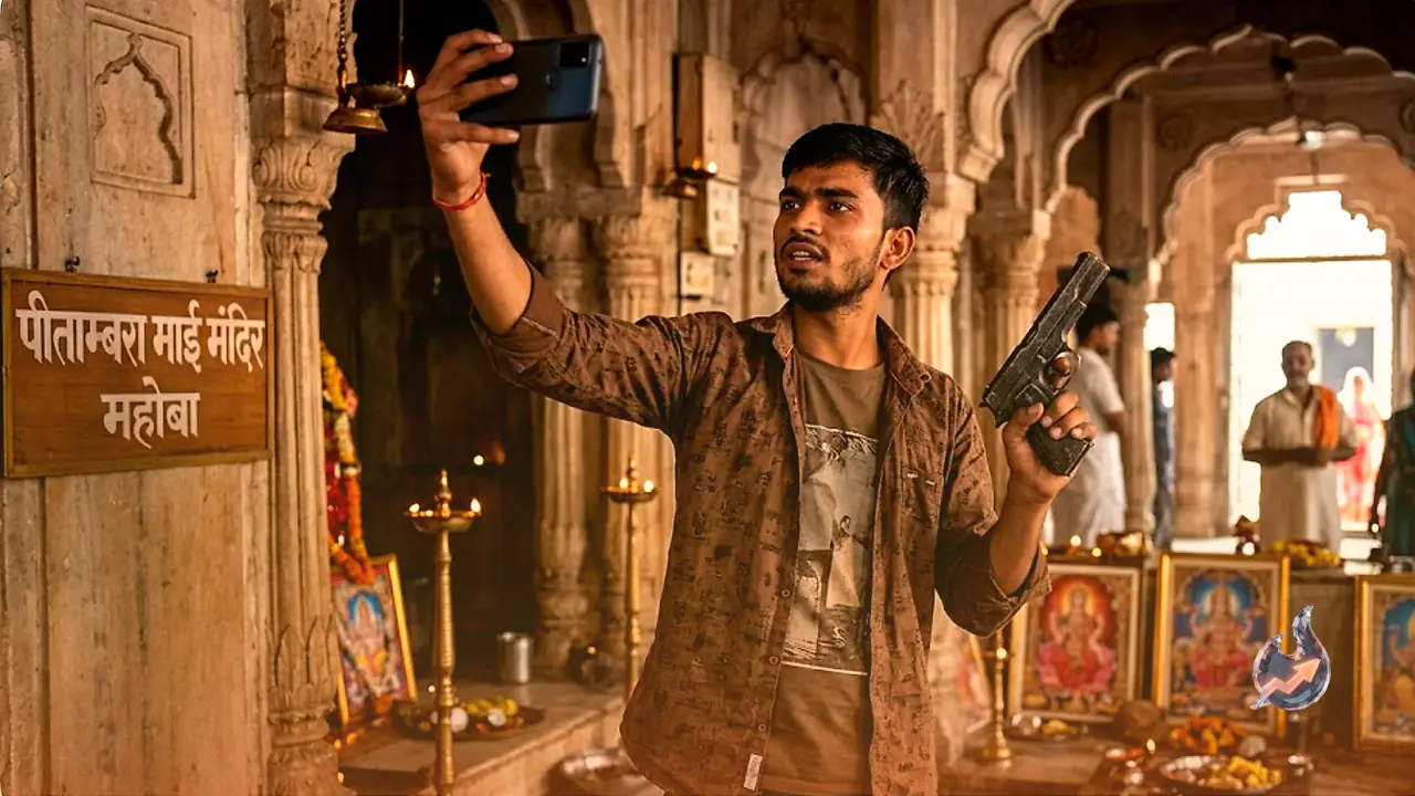 Youth from Mahoba Wields Illegal Pistol Inside Temple, Threatens to Kill Land Rival and Then Himself in Viral Reels