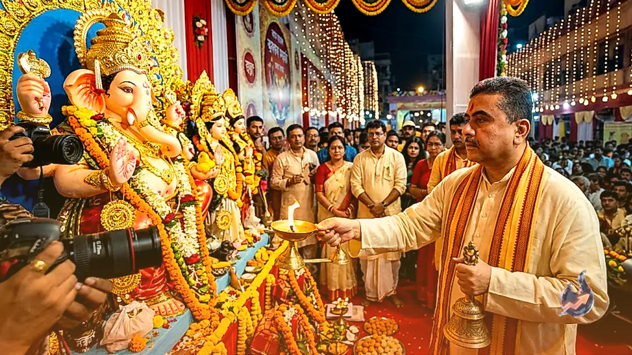 कोलकाता में सीएम सुवेंदु अधिकारी ने की गणेश पूजा, राजनीतिक बदलाव के संकेत