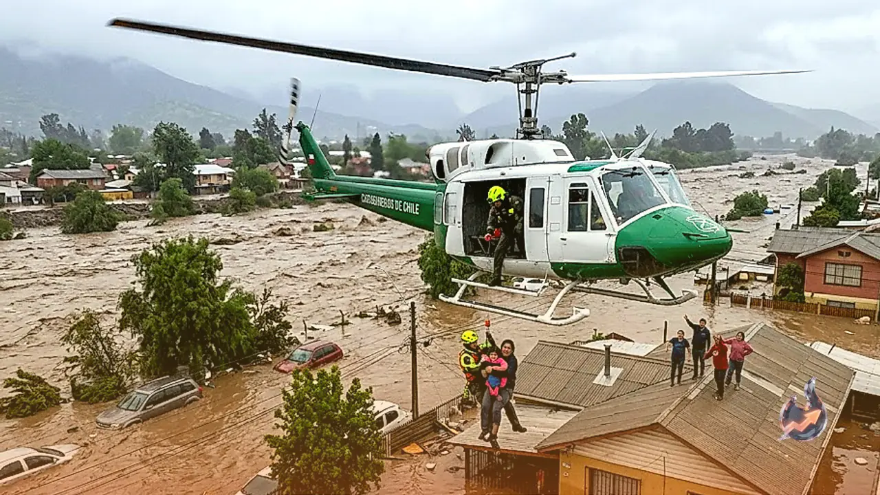 Chile Floods Trigger Helicopter Rescues as Overflowing Mapocho River Traps Residents