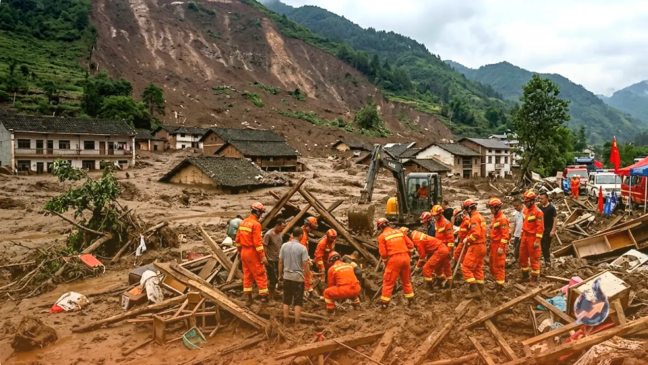 Landslide Buries Entire Village in China as Storms and Broken Dams Leave Dozens Dead Across Three Provinces