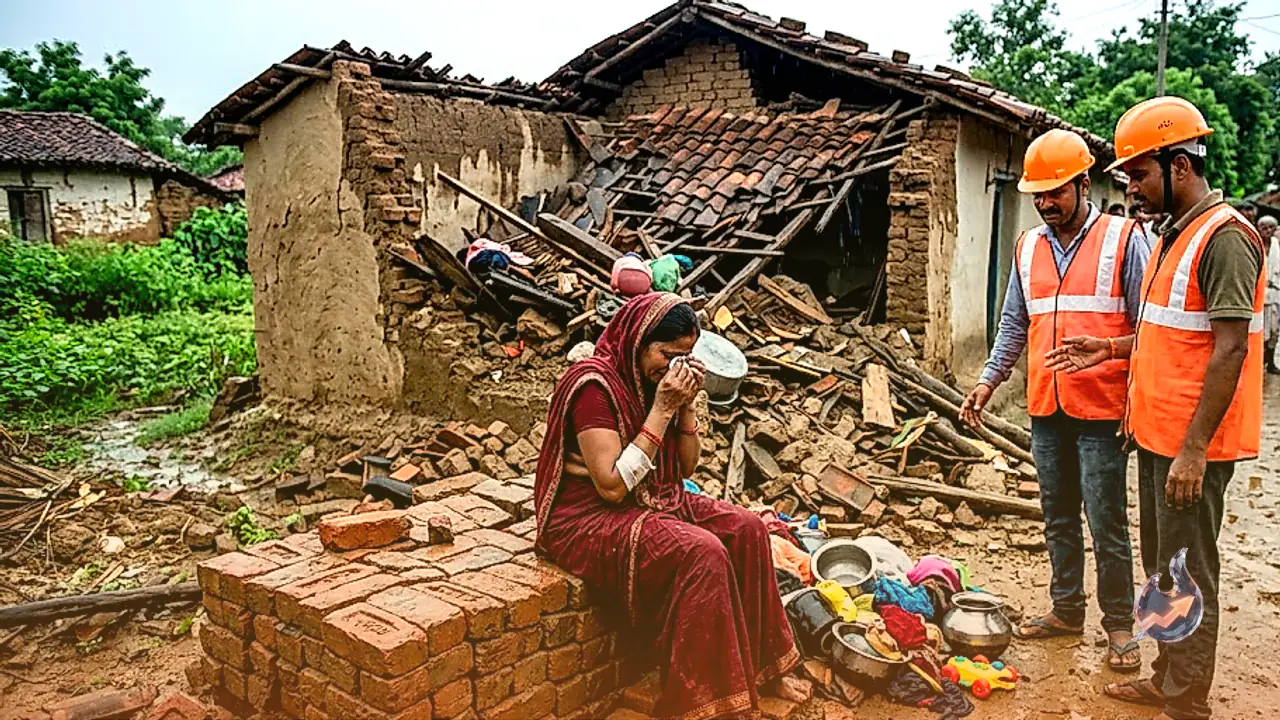 Heavy Rains Trigger House Collapse in Chitrakoot Village Leaving Father and Two Children Dead