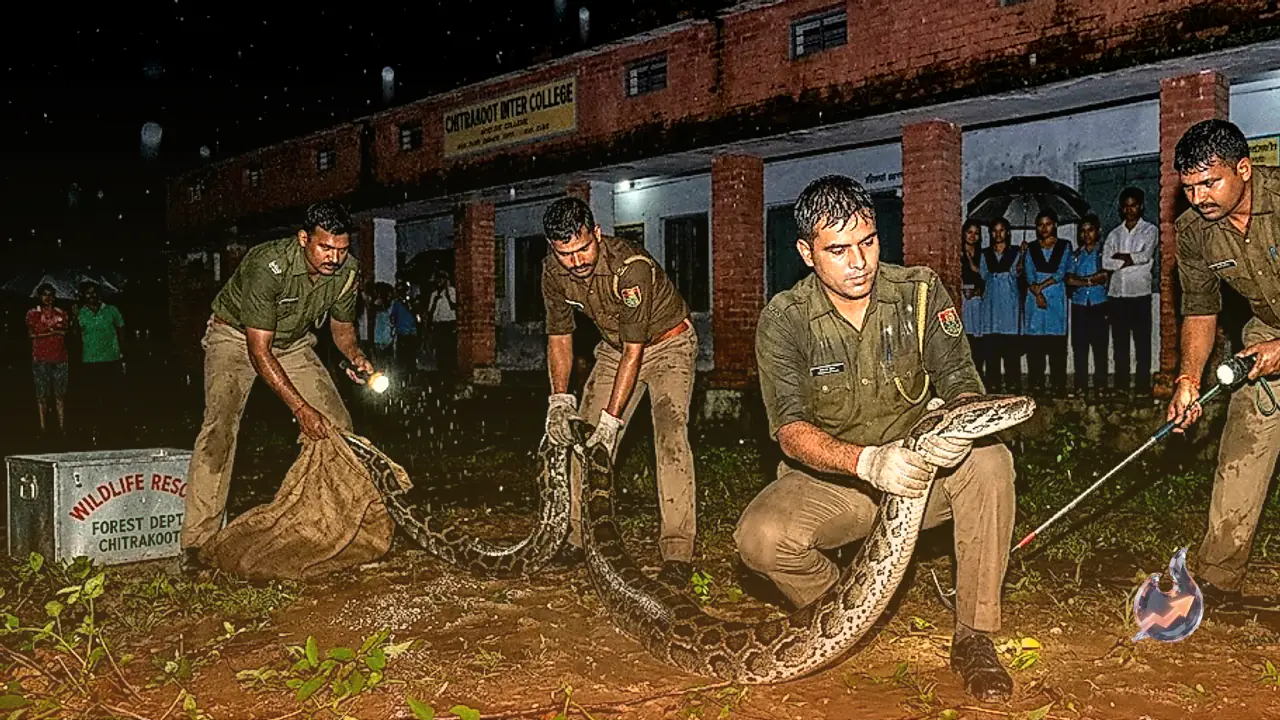 15-Foot Indian Rock Python Rescued From School Campus in Chitrakoot Amid Rainy Season Alarm