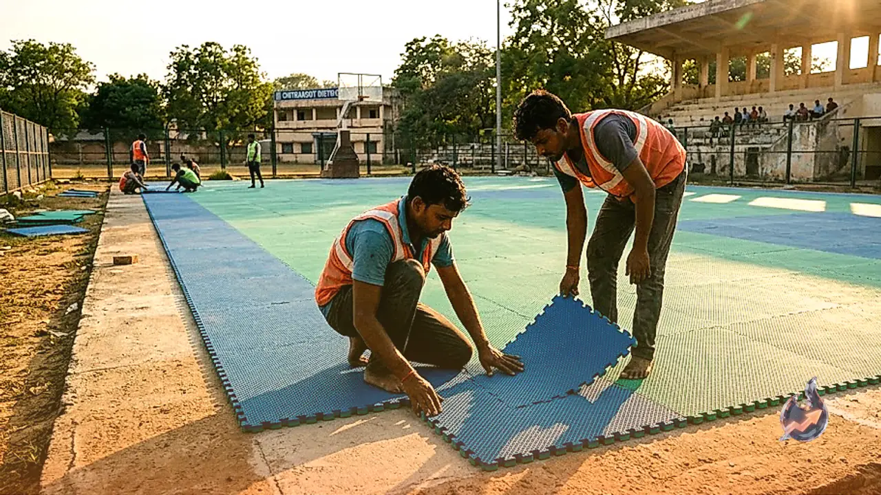 Chitrakoot's district stadium gets a cushioned basketball court to cut player injuries