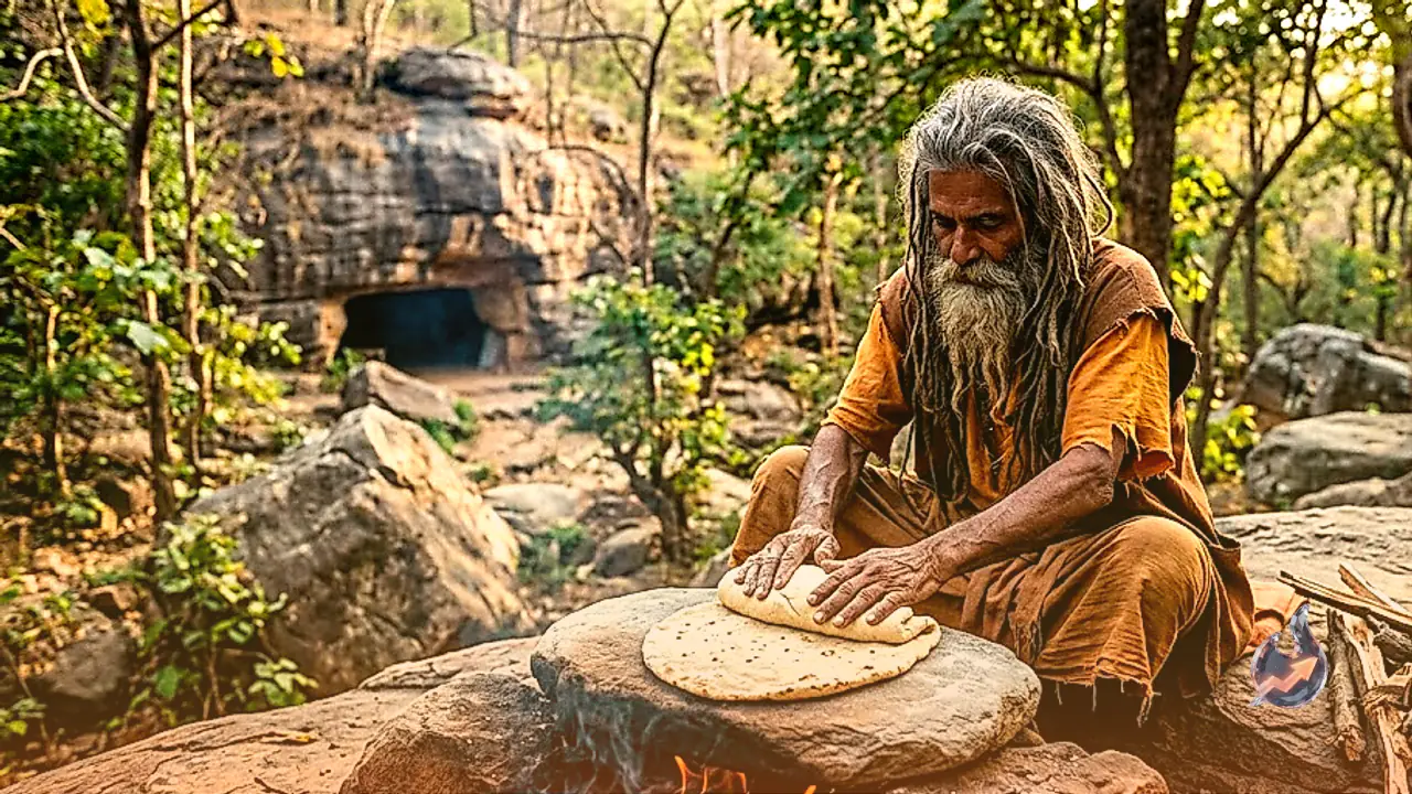 In Chitrakoot's forest, a sadhu who cooks his 1kg 'Ramrot' on a bare stone, no utensils at all