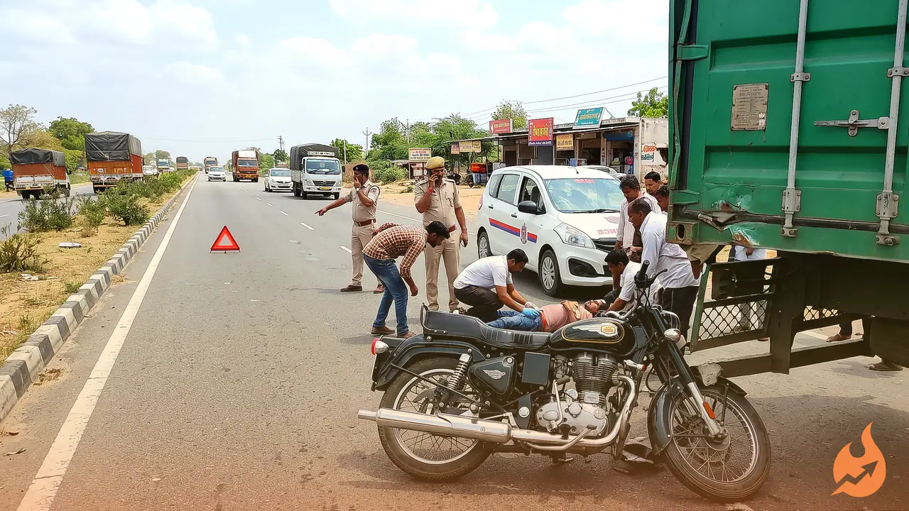 Bike Returning From Sanwaliyaji Temple Slams Into Parked Container On Chittorgarh Highway, One Dead