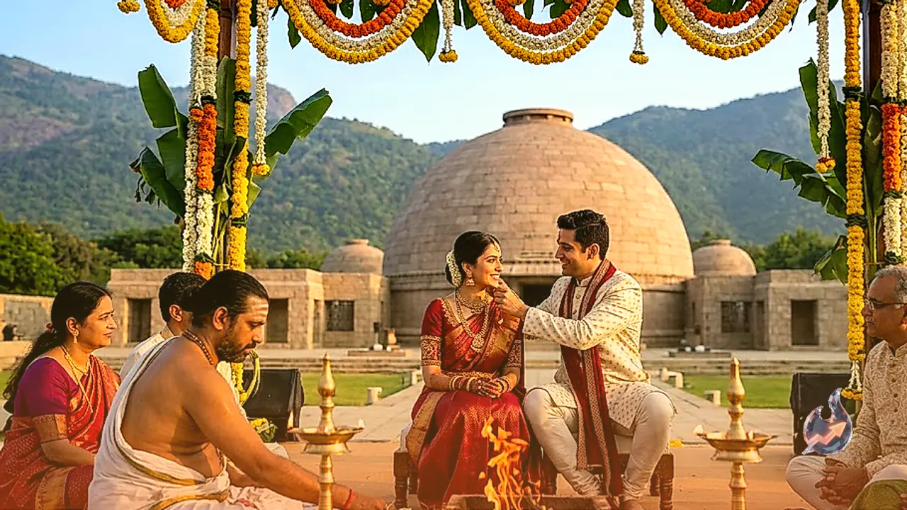 Palak Purswani Ties The Knot With Rohan Khanna At Coimbatore's Isha Yoga Centre, Shares First Wedding Photos