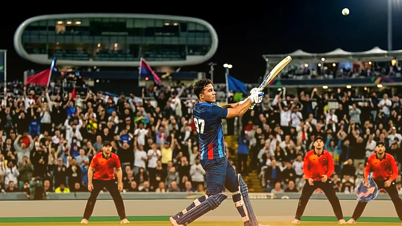 Dewald Brevis Hits 97 Metre No Look Six in The Hundred