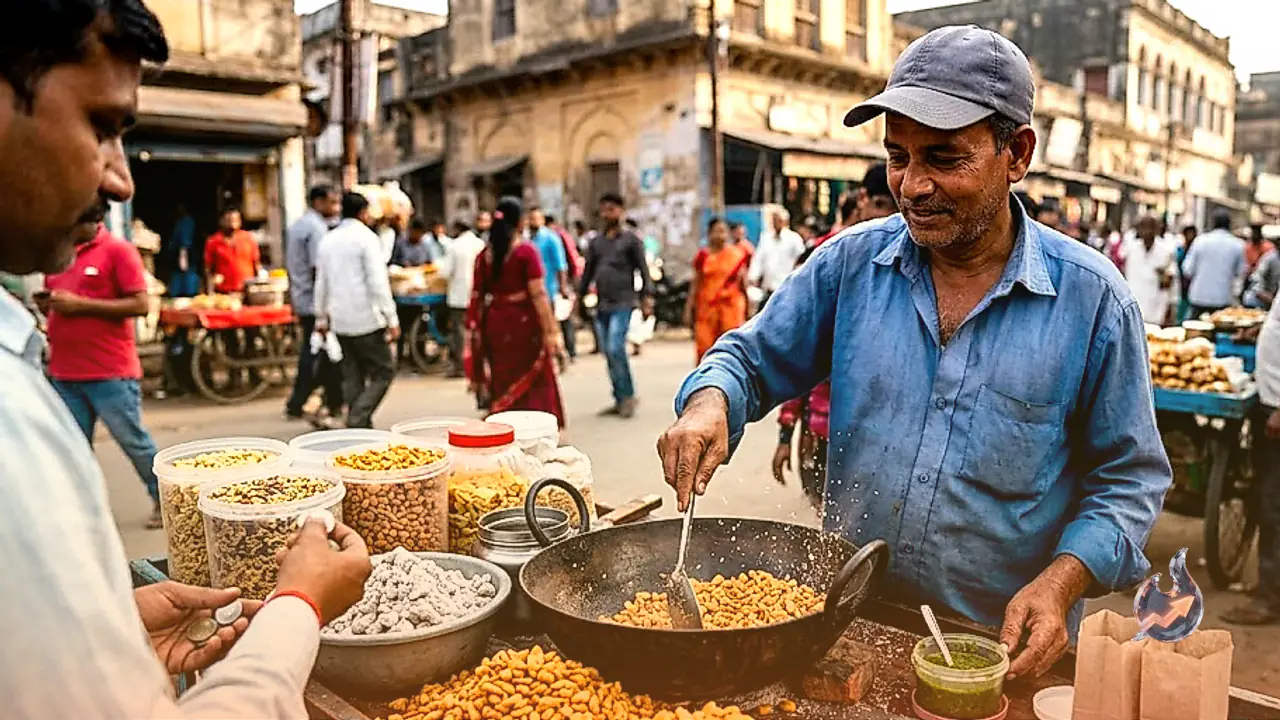 In Darbhanga, a street vendor is frying snacks in salt instead of oil, and charging just ₹20