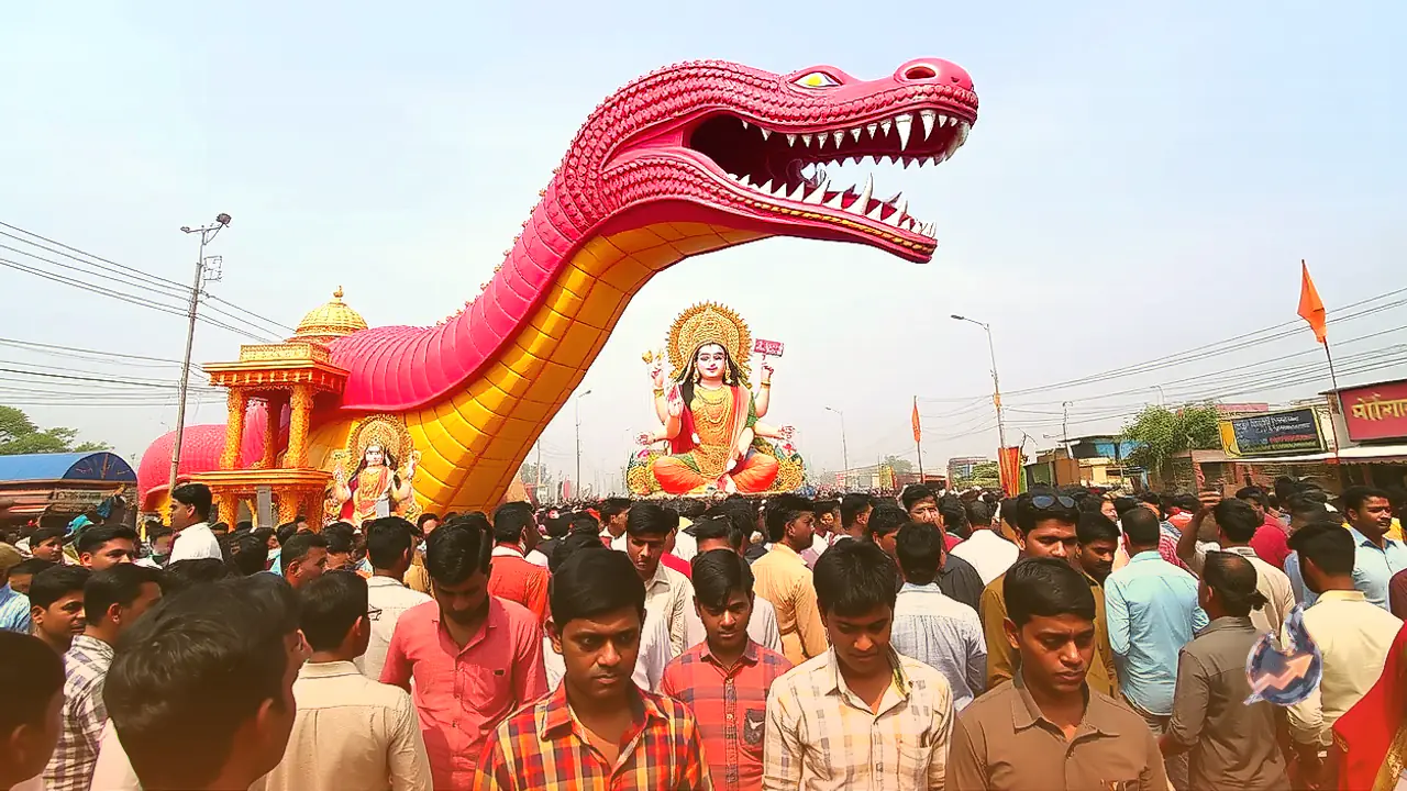 Darbhanga Mirzapur Welcomes Durga Puja Devotees Inside 1.5-Kilometer Naglok Pandal Modeled on Giant Serpent