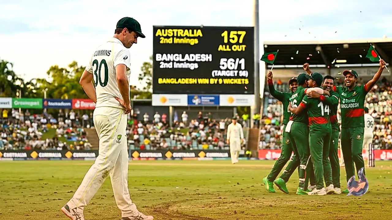 Pat Cummins Registers Unwanted Captaincy Record as Bangladesh Script Historic Nine Wicket Victory in Darwin Test