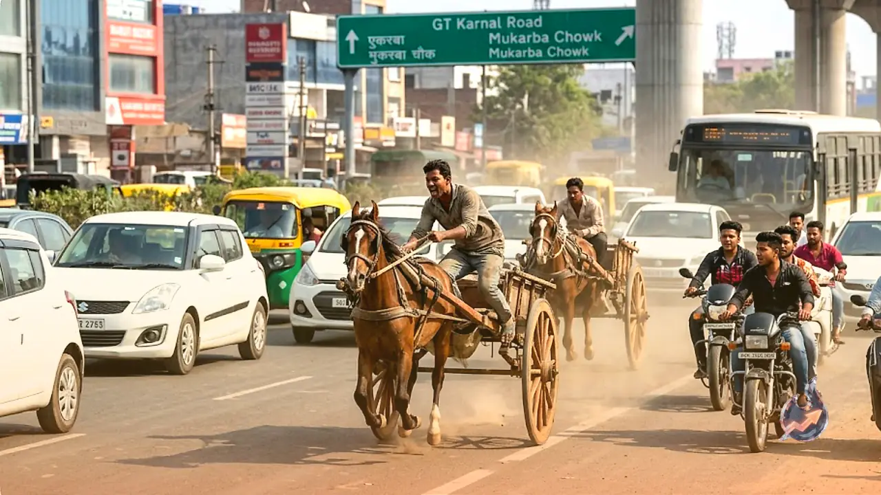 Horse cart race on Delhi's busiest stretch triggers panic, police register case