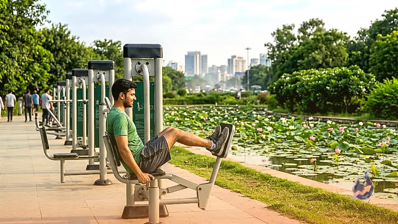 Escape The City Hustle At Shri Nagesh Garden In Delhi With A Lotus Pond And Open Air Gym