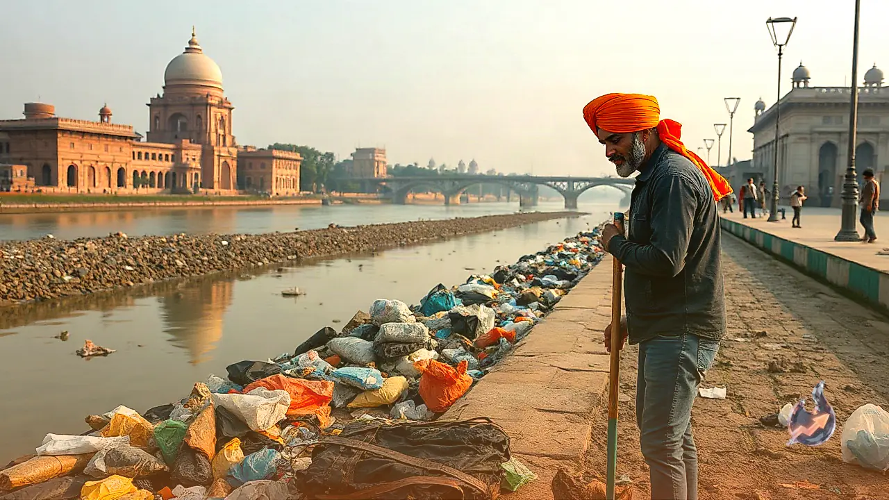 दिल्ली के यमुना घाट पर सुरेंद्र सिंह चौधरी ने सहयोगियों संग साढ़े चार घंटे में समेटा 585 किलो अपशिष्ट