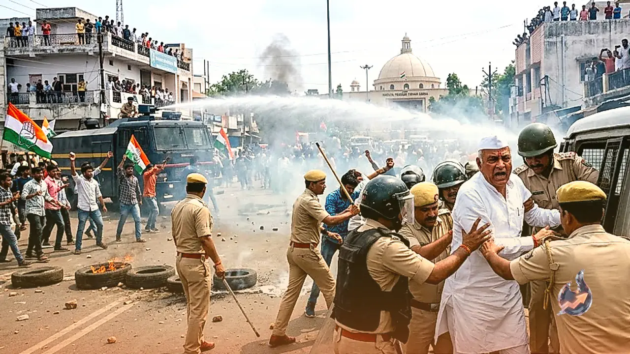 Widespread Clashes Erupt Across Madhya Pradesh Following the Detention of Rahul and Priyanka Gandhi