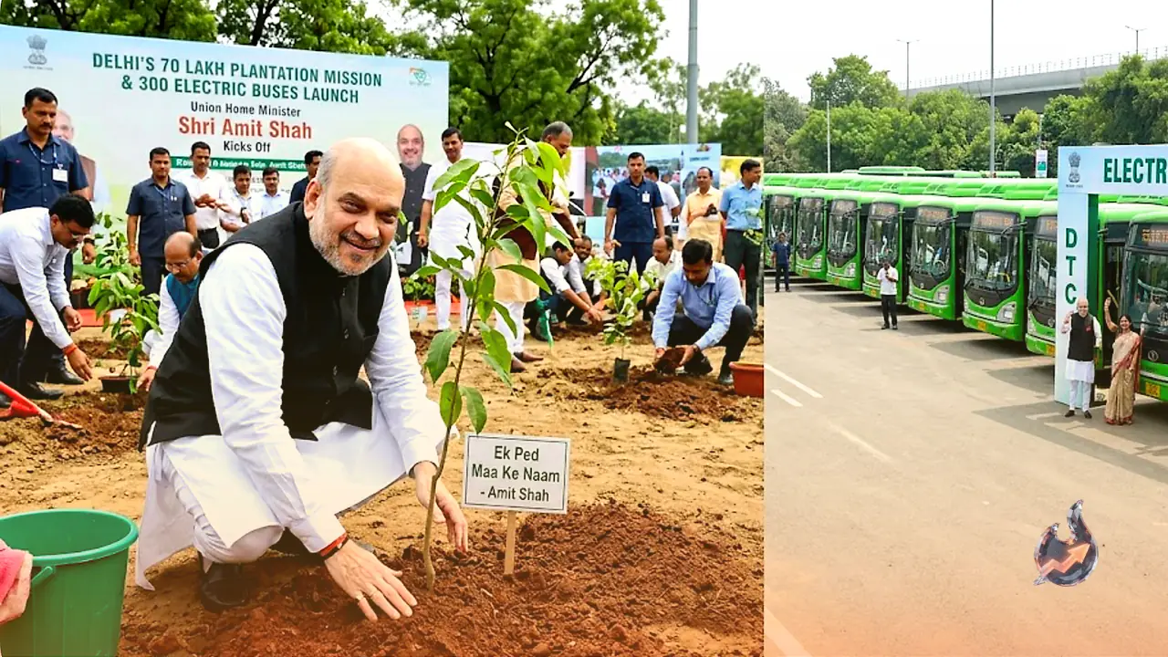 Amit Shah Kicks Off Delhi's 70 Lakh Plantation Mission, Rolls Out 300 Electric Buses