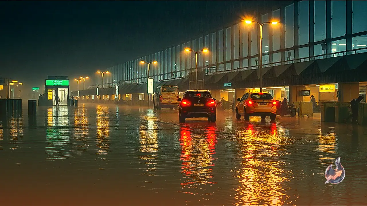 Heavy Rain Causes Severe Waterlogging at Indira Gandhi International Airport in Delhi, Passengers Stranded Near Terminal 3