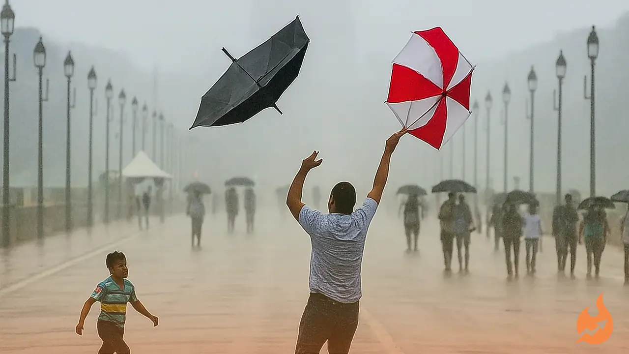 Delhi-NCR Braces for 80 km/h Gusts and Rain as IMD Sounds Red Alert; Four Days of Unsettled Weather Ahead