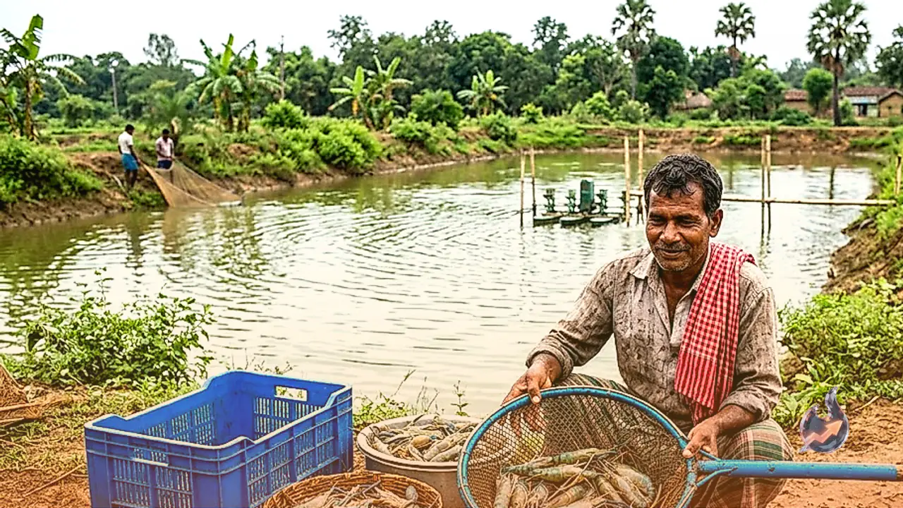 Deoghar Farmer Hulas Mahto Earns 50k From Prawn Cultivation