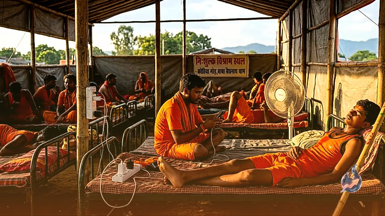 Deoghar's Kanwar Route Gets Four Free Rest Stops With Beds and Phone Charging This Sawan