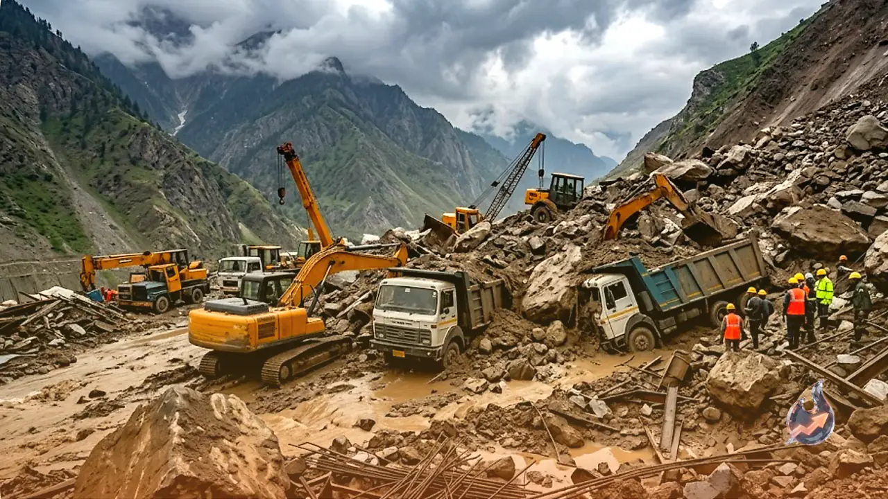 Cloudburst Buries Vehicles at Kishtwar Hydro Project Site, Mumbai-Pune Expressway Turns into a Lake as Monsoon Fury Shuts Schools Nationwide