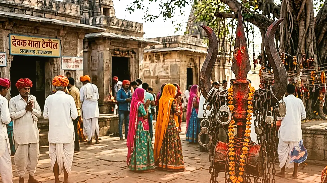 Devak Mata Temple in Pratapgarh: The Unique Shrine Where Handcuffs and Chains Are Offered on a Trishul