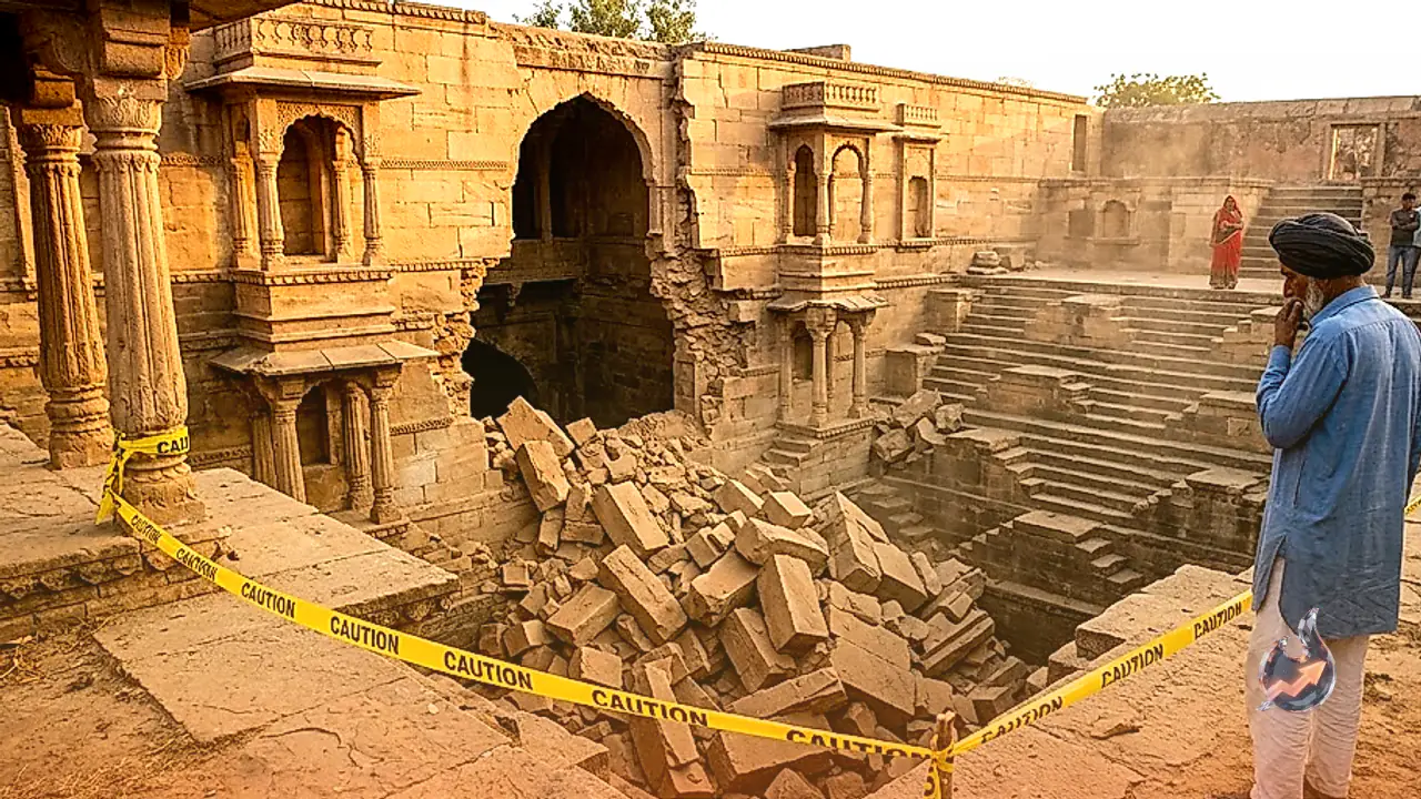 Historic Chopra Bawadi Wall Collapses in Dholpur, Repairs Expected Next Month